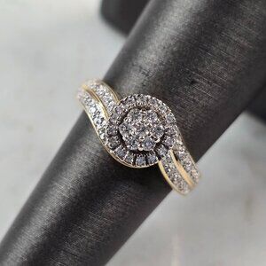 Womens Vintage Estate 10K Yellow Gold Diamond Keepsake Ring 3.7g E3780